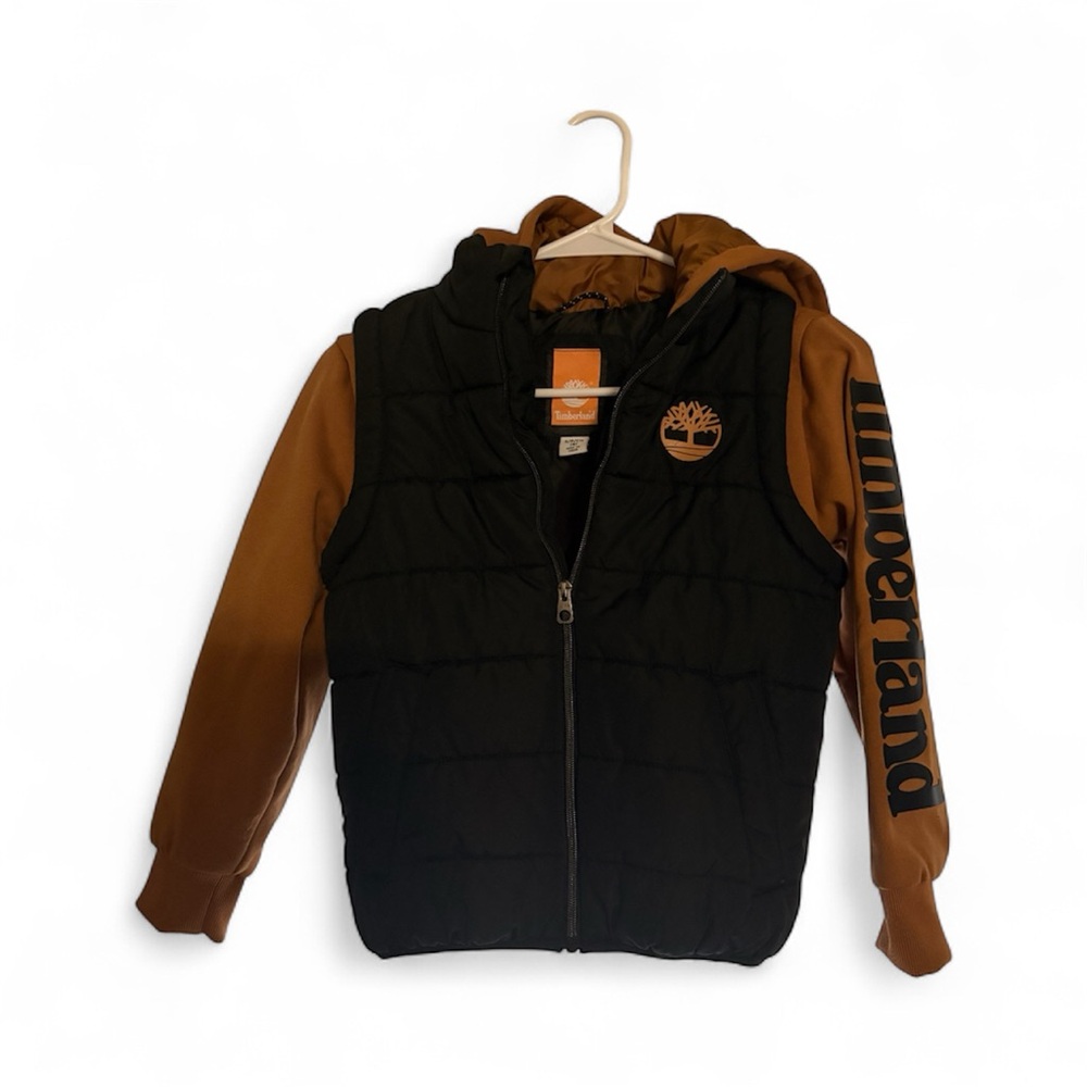 Timberland Black and Tan Hooded Vest